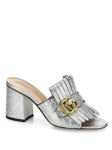 gucci marmont metallic mules|Gucci Marmont Metallic Leather 75mm Mule .